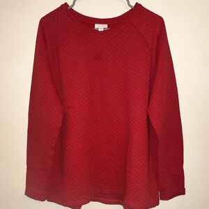 J Jill Red Textured Knit Long Sleeve Tunic Sweater Top Women's Size L Tall